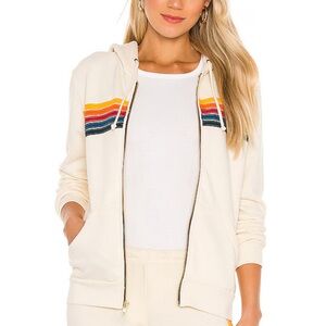 Aviator Nation 5 Stripe Zip Up Hoodie